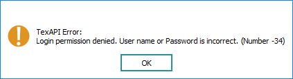 Incorrect password or username